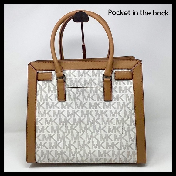 MICHAEL Kors Large Dillon Satchel Vanilla & Acorn Signature Mk - Picture 5 of 16